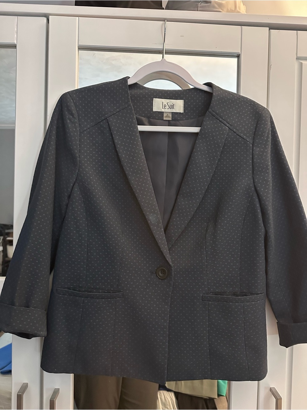 Le Suit Women's Dark Gray Single-Button Blazer